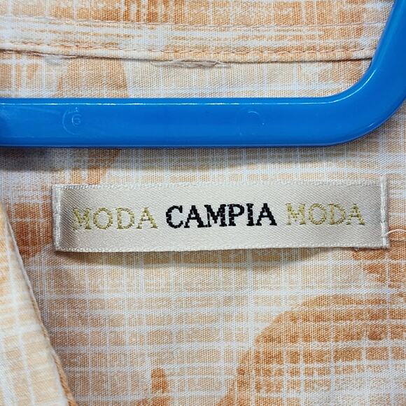 Moda Campia Moda Shirt Mens M Orange White Floral Cotton Short Sleeve Button Up - Picture 4 of 9